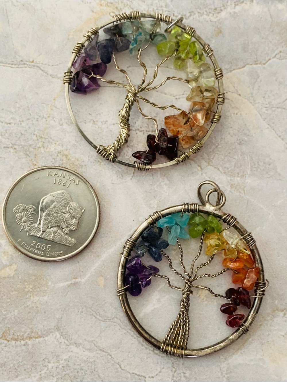 Rainbow Chakra Tree of Life Pendants Multicolor Gemstone - Picture 4 of 4